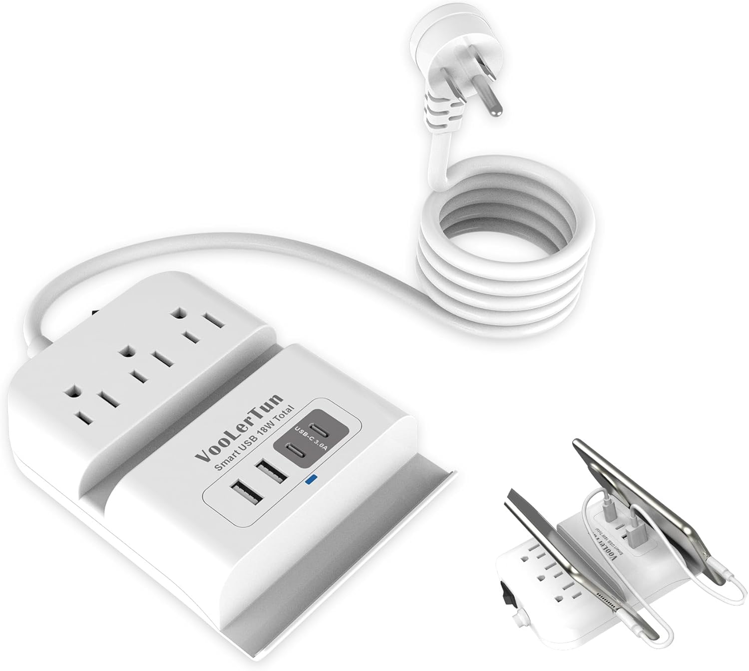 Surge Protector Power Strip Outlet Extender 4 USB Charging Station with Multi Outlet,6FT Flat Plug Extension Cord 3 AC with Overload Protection ETL Certified for Office Home