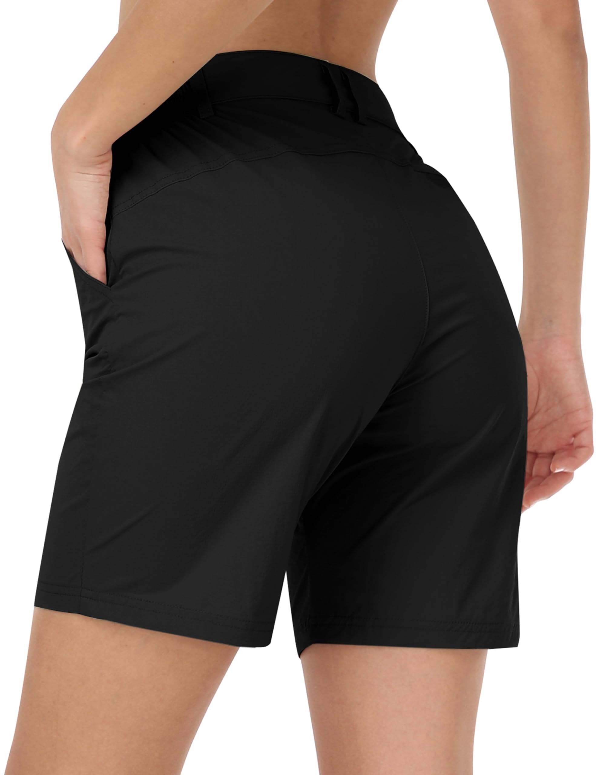 Pantalones Cortos Mujer de Senderismo Verano Cargo Short Ligero Cintura Alta Secado Rápido Outdoor Trekking Corto con Bolsillos