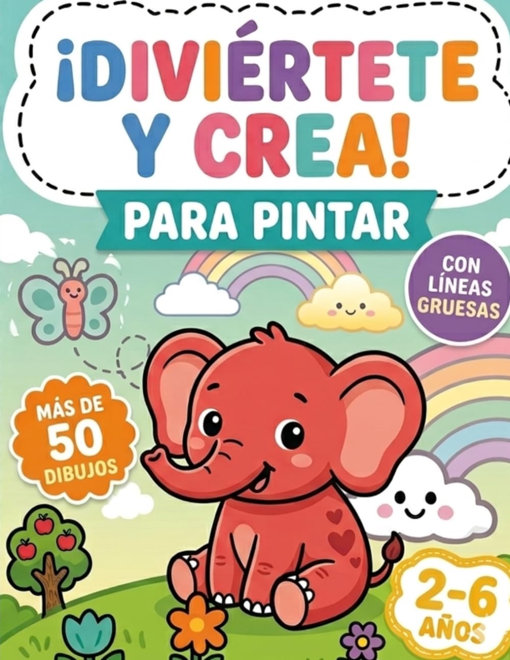 Cuadernillo para Colorear (2-6 Años): Mi Primer Libro de Dibujos con Líneas Gruesas para Niños y Niñas a una cara: Dibujos simples de animales, líneas ... no traspasar color y recortar tus favoritos