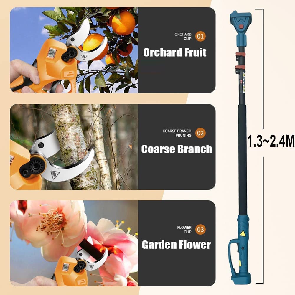 Tijeras de podar eléctricas, tijeras de podar inalámbricas de 50 mm, tijeras de podar eléctricas profesionales con batería de 3 Ah para podar jardinería, árboles frutales, viñedos,Battery*2 ( )