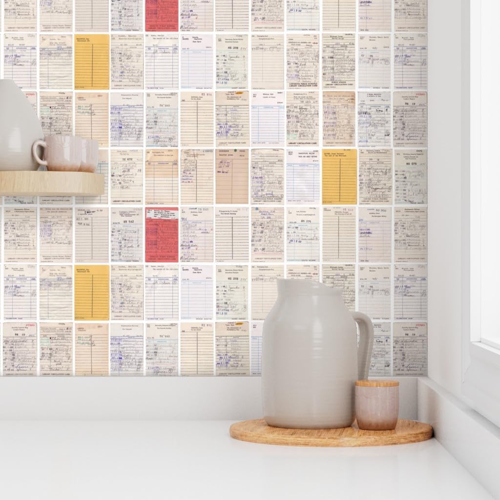 Spoonflower Peel & Stick Wallpaper 3ft x 2ft - Old Friends Library Books Book Librarian Custom Removable Wallpaper