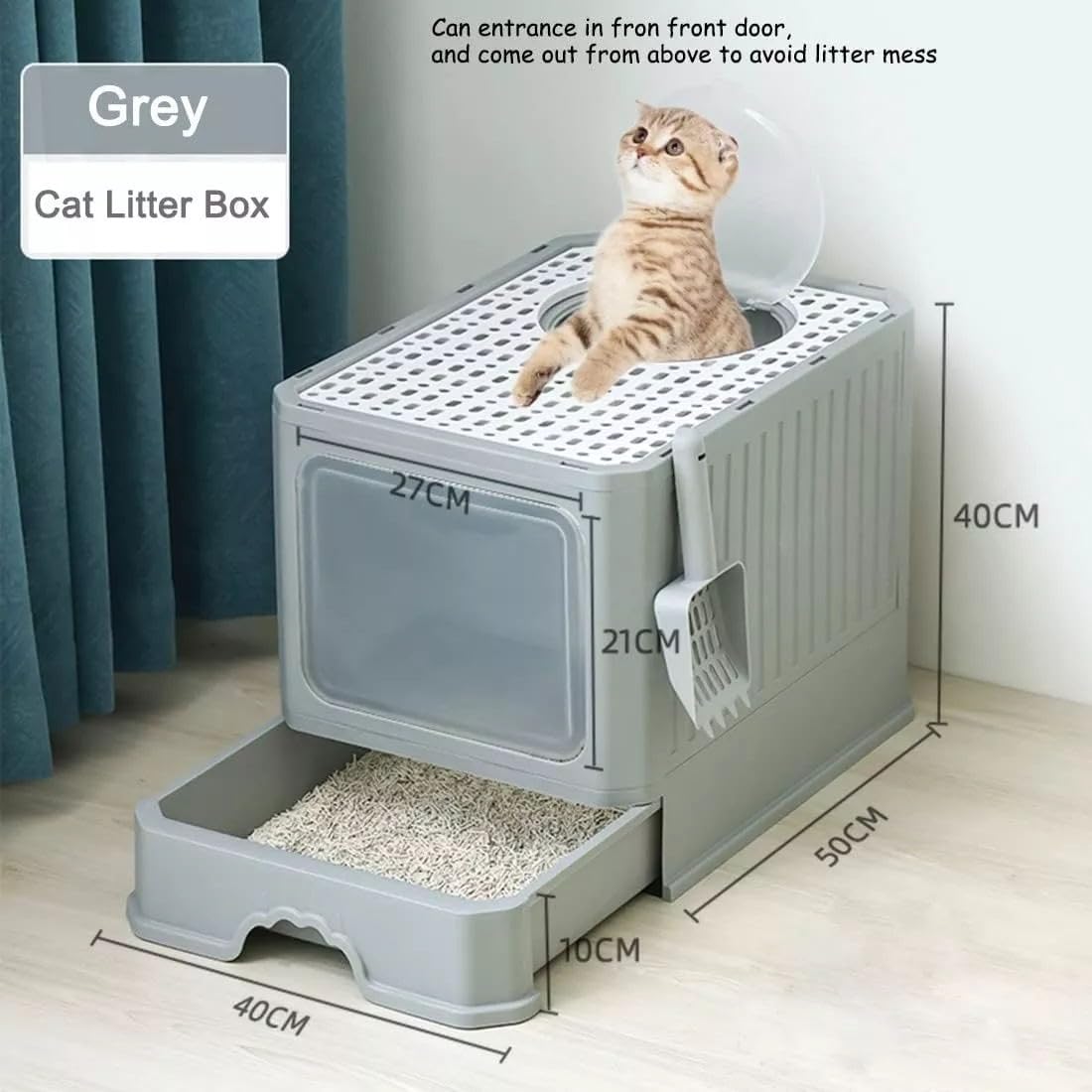 Arenero Para Gato Cerrado 50 X 35 X 35 Cm Caja De Arena Para Gatos