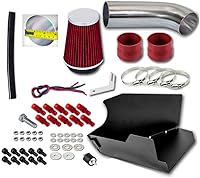 Vista 2 de Kit de admisión de aire frío con filtro rojo reutilizable compatible con Chevy Silverado 96 97 98 5.0L / 5.7L V8