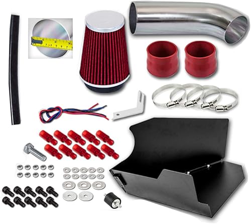 Miniatura 2 de Kit de admisión de aire frío con filtro rojo reutilizable compatible con Chevy Silverado 96 97 98 5.0L / 5.7L V8