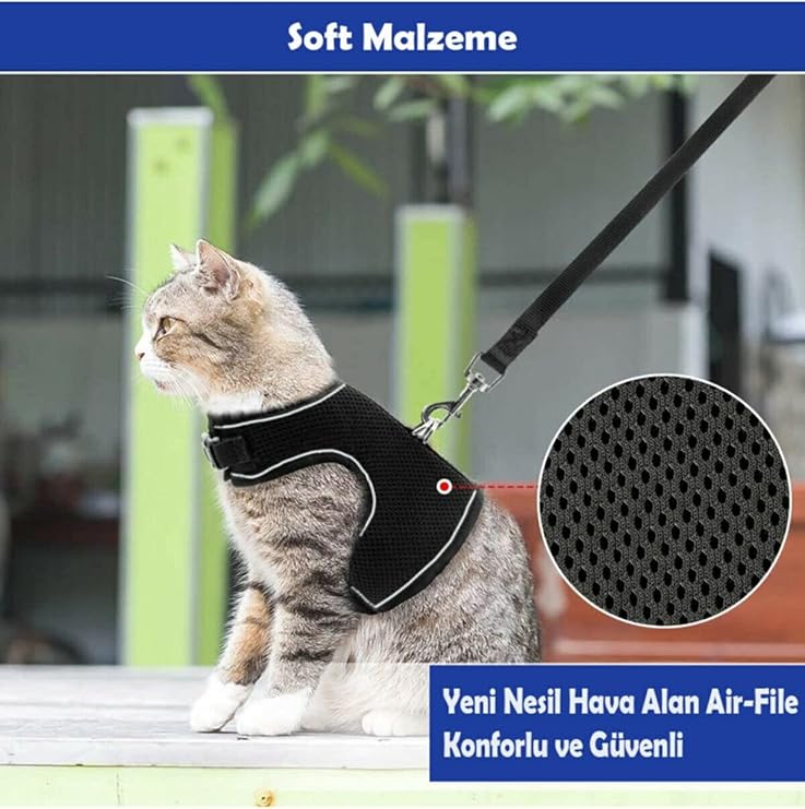 BYPET New Generation Breathable Cat Collar Set (Large, Black) [Energy Class A+]