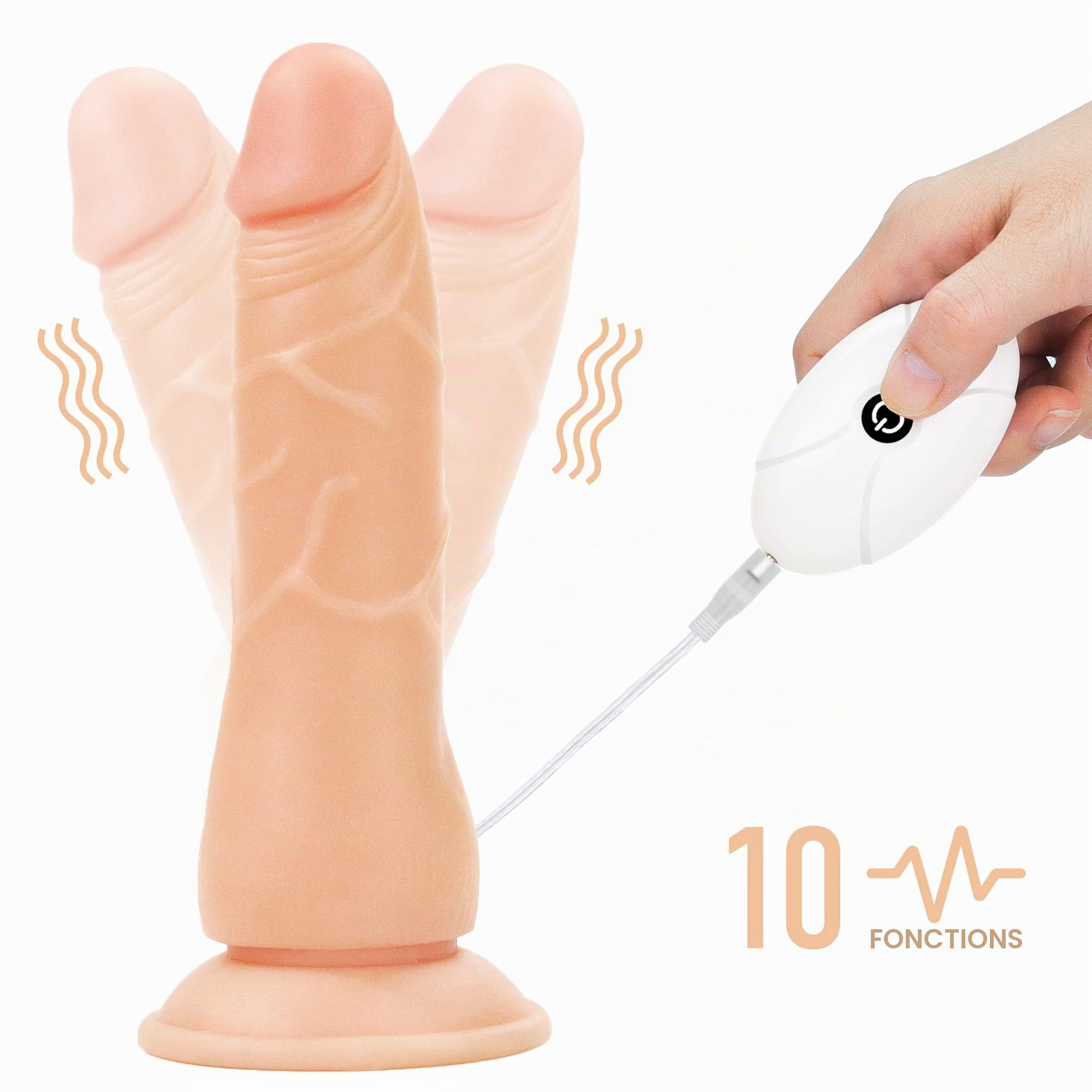Godes de Ceinture Massageur Vibrant 19 cm, Gode pour Femmes Sexe Va-et-Vient 10 Modes de Vibration, Ceinture Réaliste pour Femmes Vibromasseurs, Godemiches XXL Jouets Sexuels pour Hommes Adultes