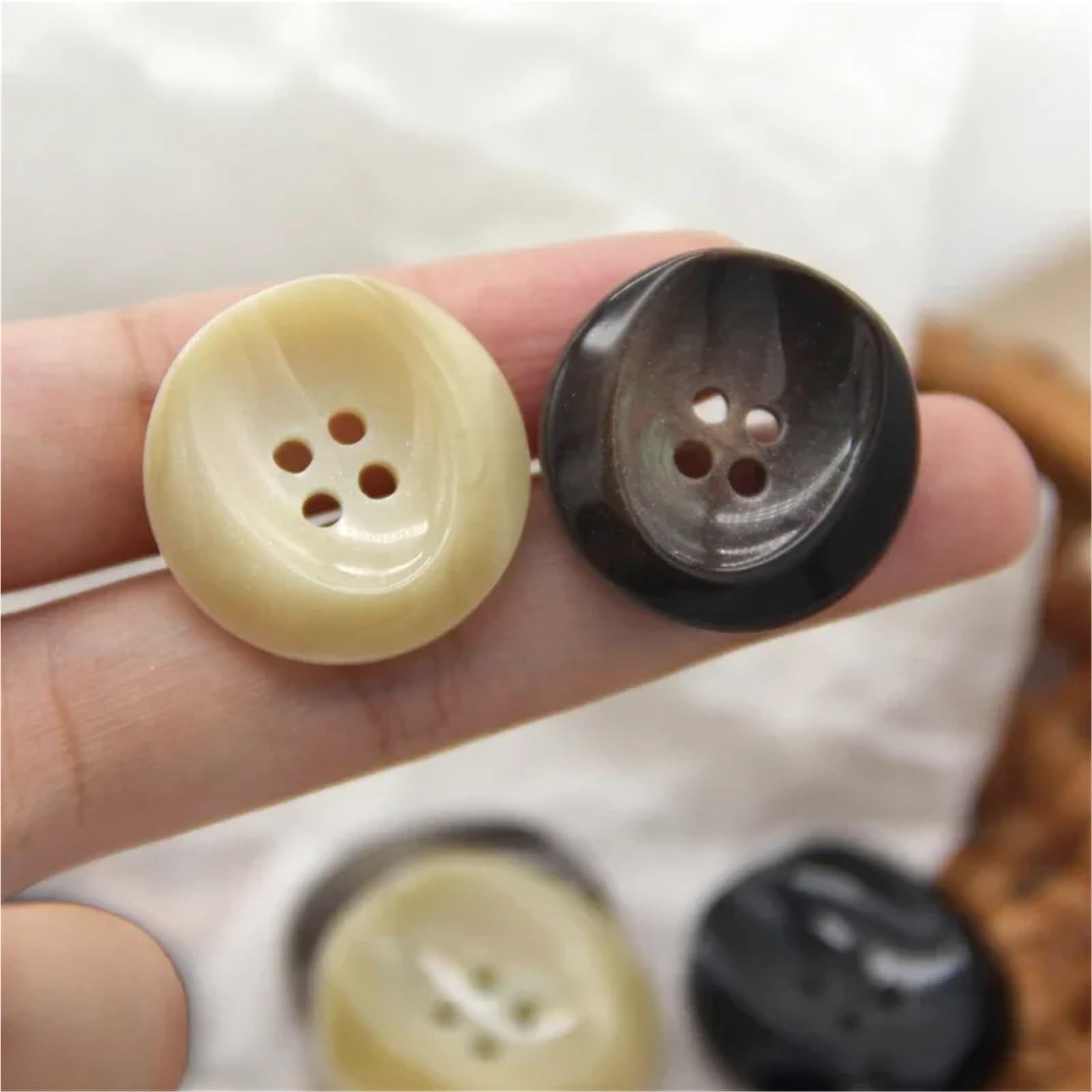 bottoni, Bottoni in corno di resina Beige Nero Marrone 15-30 mm for cucire abbigliamento(Black,25mm 10pcs)