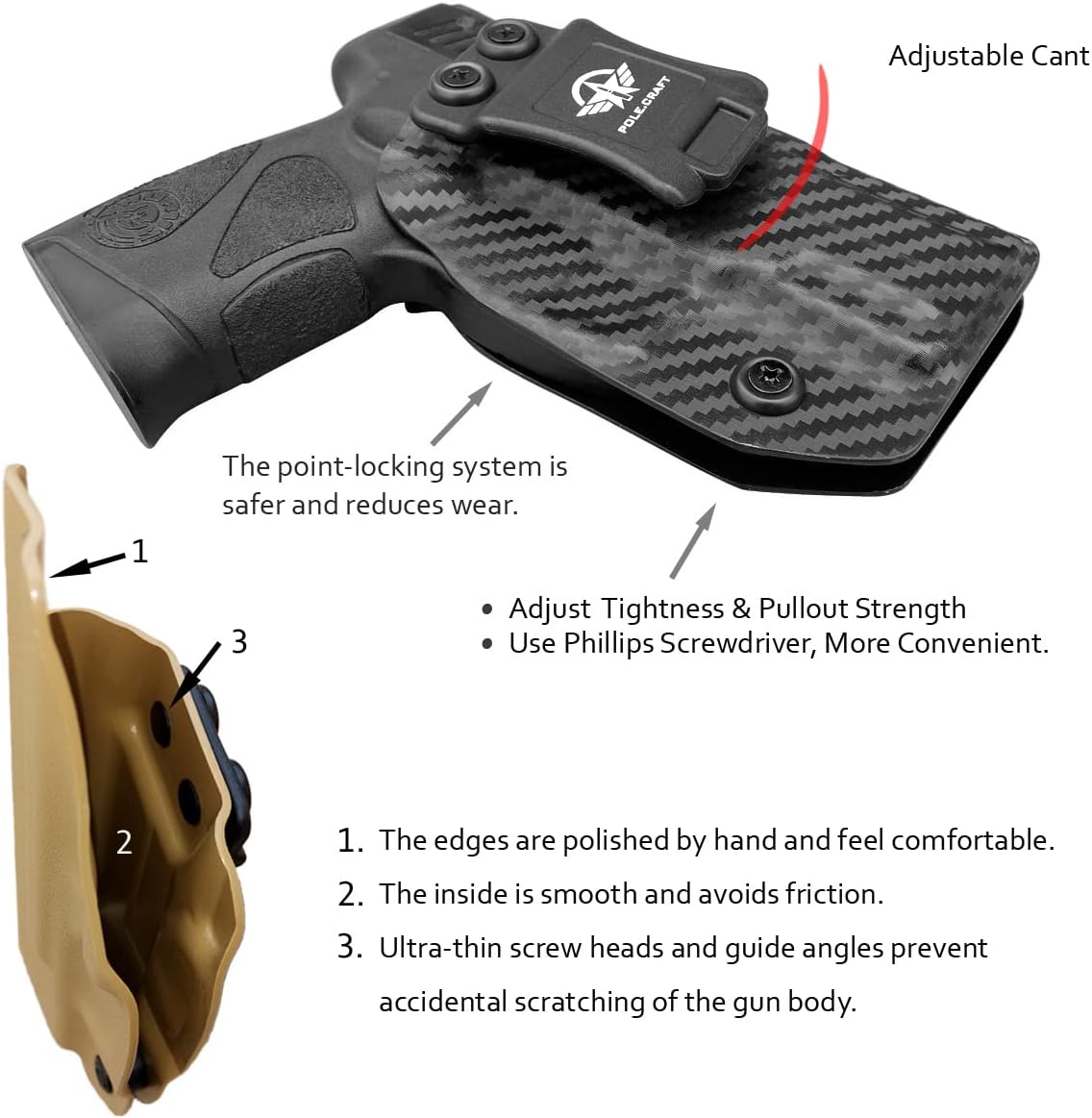 Taurus G2C Holster, Kydex IWB Holster Custom Fit: Taurus G2C 9mm & Millennium PT111 G2 / PT140 Pistol - Inside Waistband Concealed Carry - Adj. Cant Retention - Cover Mag-Button - No Wear - No Jitter