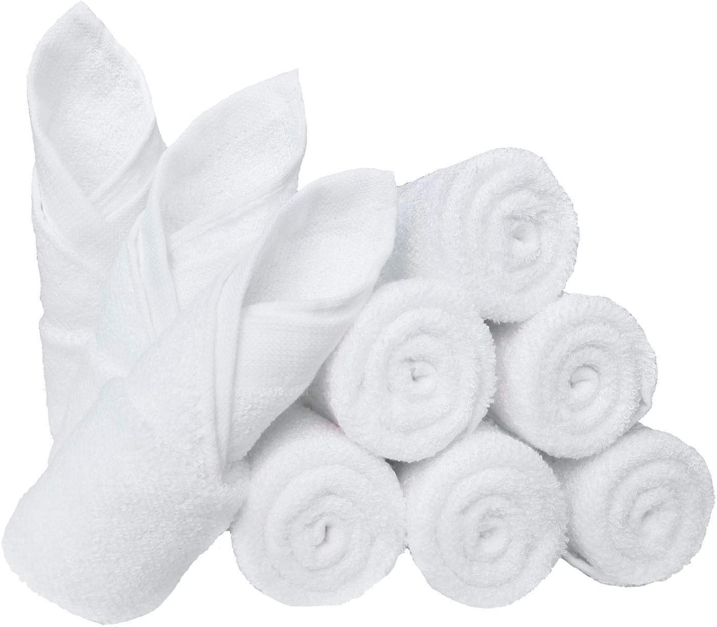 9 Pack Baby Washcloths - Rayon Made from Bamboo - Reusable and Extra Soft Newborn Baby Bath Washcloths - Suitable for Infant Sensitive Skin - 10"X10" White Face Towels