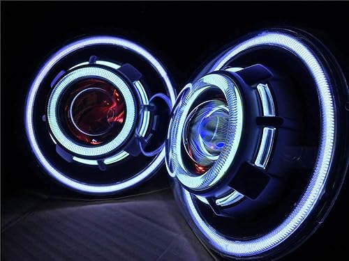 Miniatura 3 de Proyectores LED Demon Eye de 7 pulgadas, faros delanteros redondos de 35 W con anillos de halo de ángulo para Wrangler JK 2007-2018 aprobado por DOT
