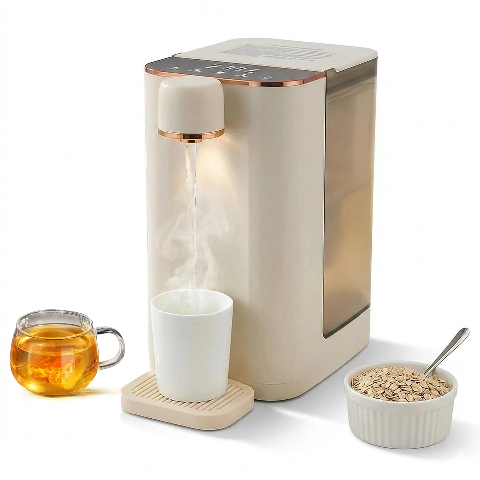 Dispensador De Agua Caliente Instantánea De 2000 W, Hervidor Eléctrico De 3 L Con Luz Nocturna Y Bloqueo Infantil, 5 Ajustes De Temperatura Y 3 De Volumen, Calentador De Agua De Sobremesa Para Té