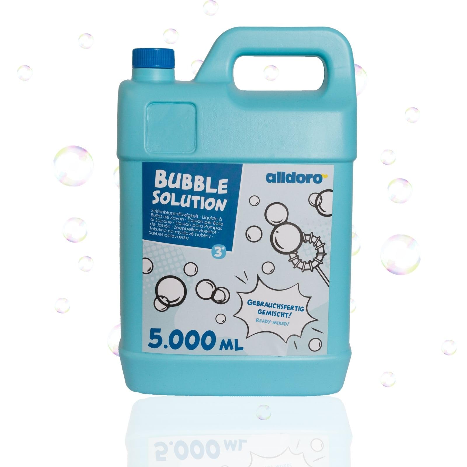 alldoro 60658 Bubble Fun Liquide pour Bulles de Savon en bidon de 5000 ML, Eau savonneuse en réserve de 5 litres XXL, bidon de Recharge, pour Enfants, Adultes, fêtes, événements