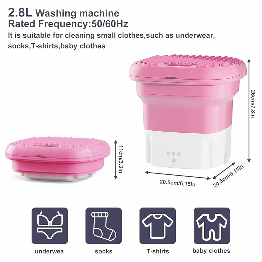 Mini Small Foldable Portable Washing Machine - Collapsible Folding Mini Washer For Underwear