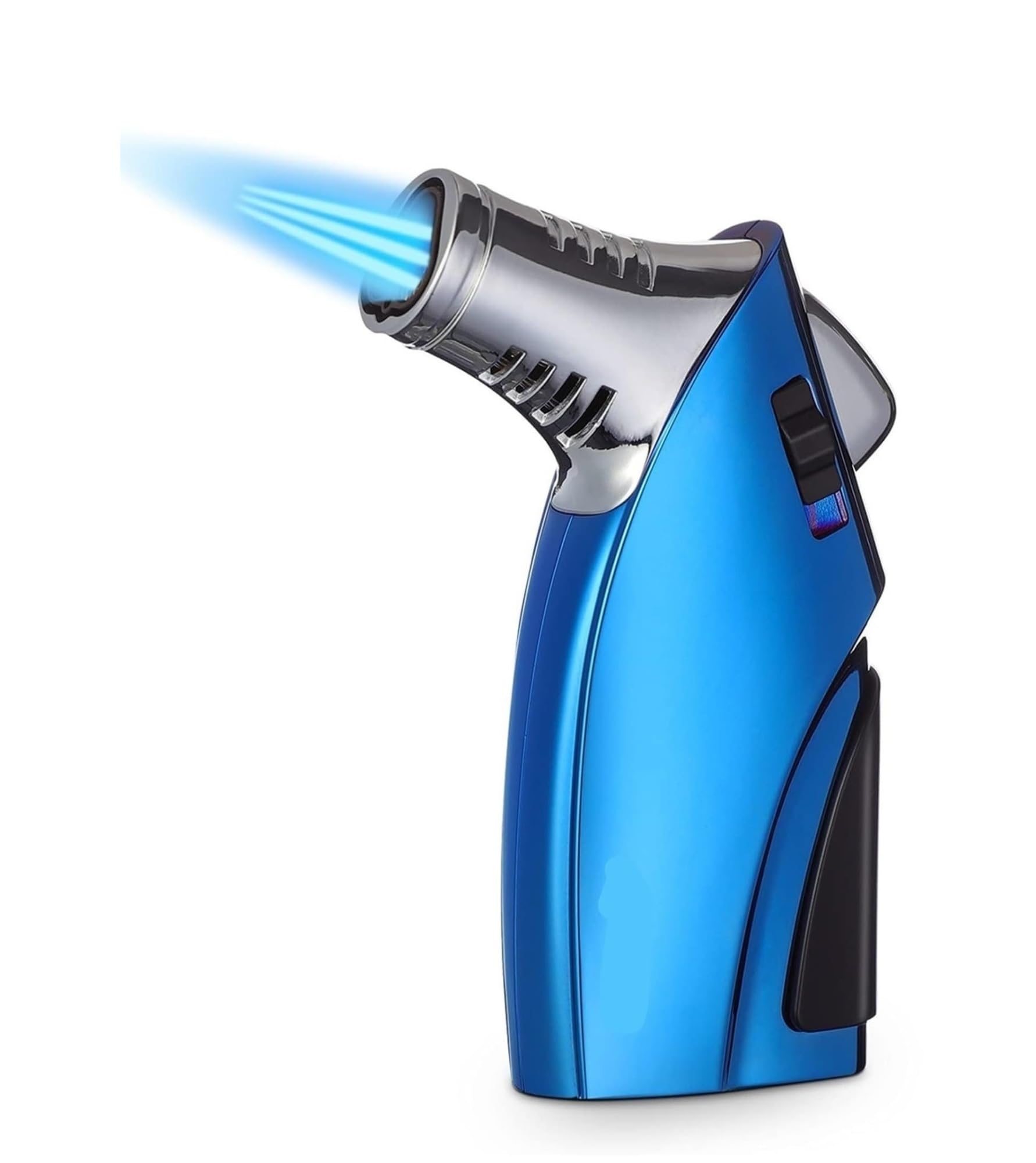 Windproof Triple-Flame Refillable Lighter (with Safety Lock)(Blue)