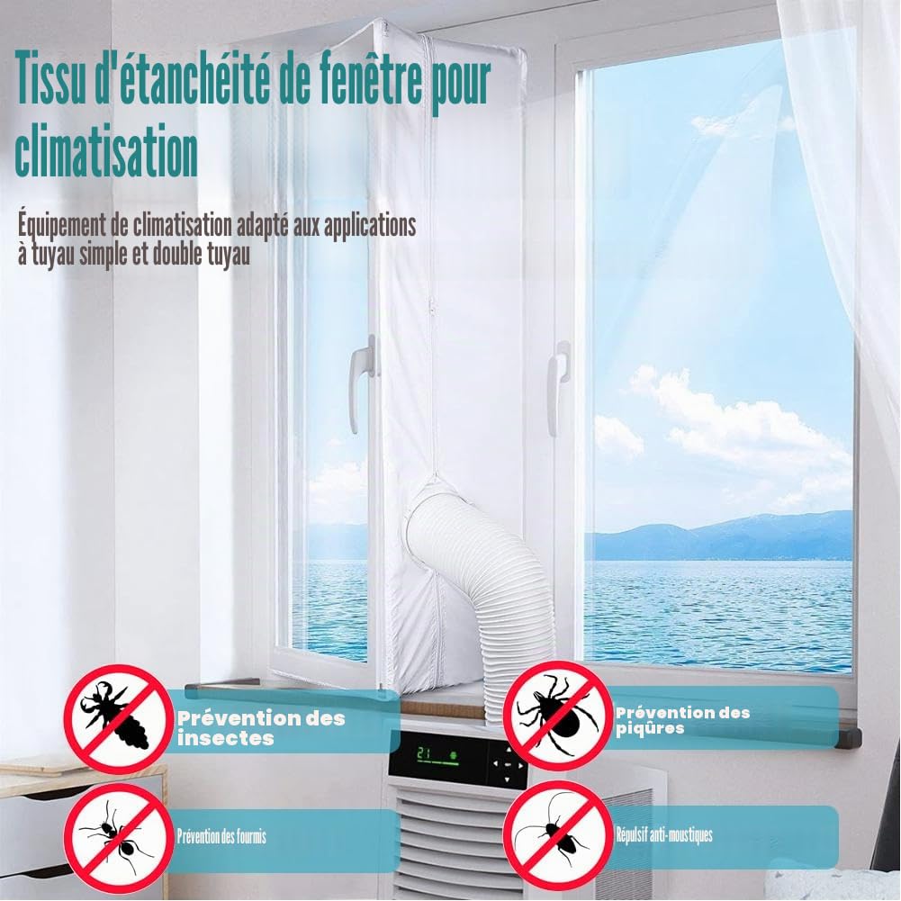 Tissu de Calfeutrage 4M pour Fenêtres, Kit d'Étanchéité Universel pour Climatiseur Mobile et Sèche-Linge, Étanche et Anti-Courant d'Air