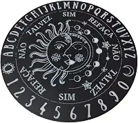 Tabuleiro de Adivinhação para Pêndulo, Altar Místico com Símbolos do Sol e Lua, Preto