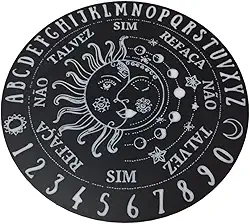 Tabuleiro de Adivinhação para Pêndulo, Altar Místico com Símbolos do Sol e Lua, Preto