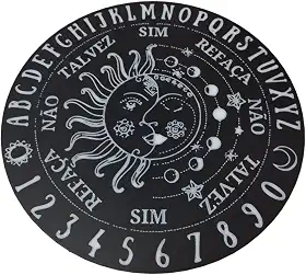 Tabuleiro de Adivinhação para Pêndulo, Altar Místico com Símbolos do Sol e Lua, Preto