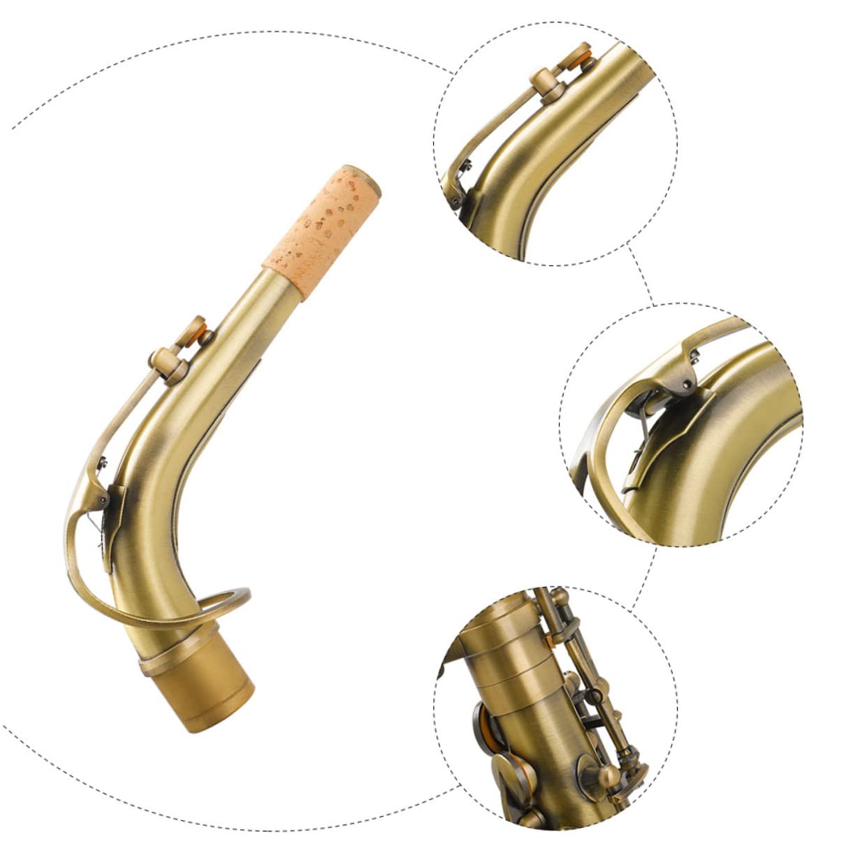 SUPVOX Sostituzione Collo Ottone Per Sassofono Con Accessorio Antico Per Performance Musicali Riduce La Perdita Aria e Migliora Suono