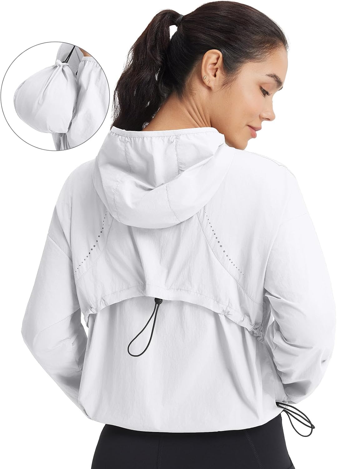 baleaf Women's Sun Jackets Lightweight Packable Long Sleeve Hoodie Zip Up UPF 50+ Crop Shirts Water Resistant Tops Workout - Image 7