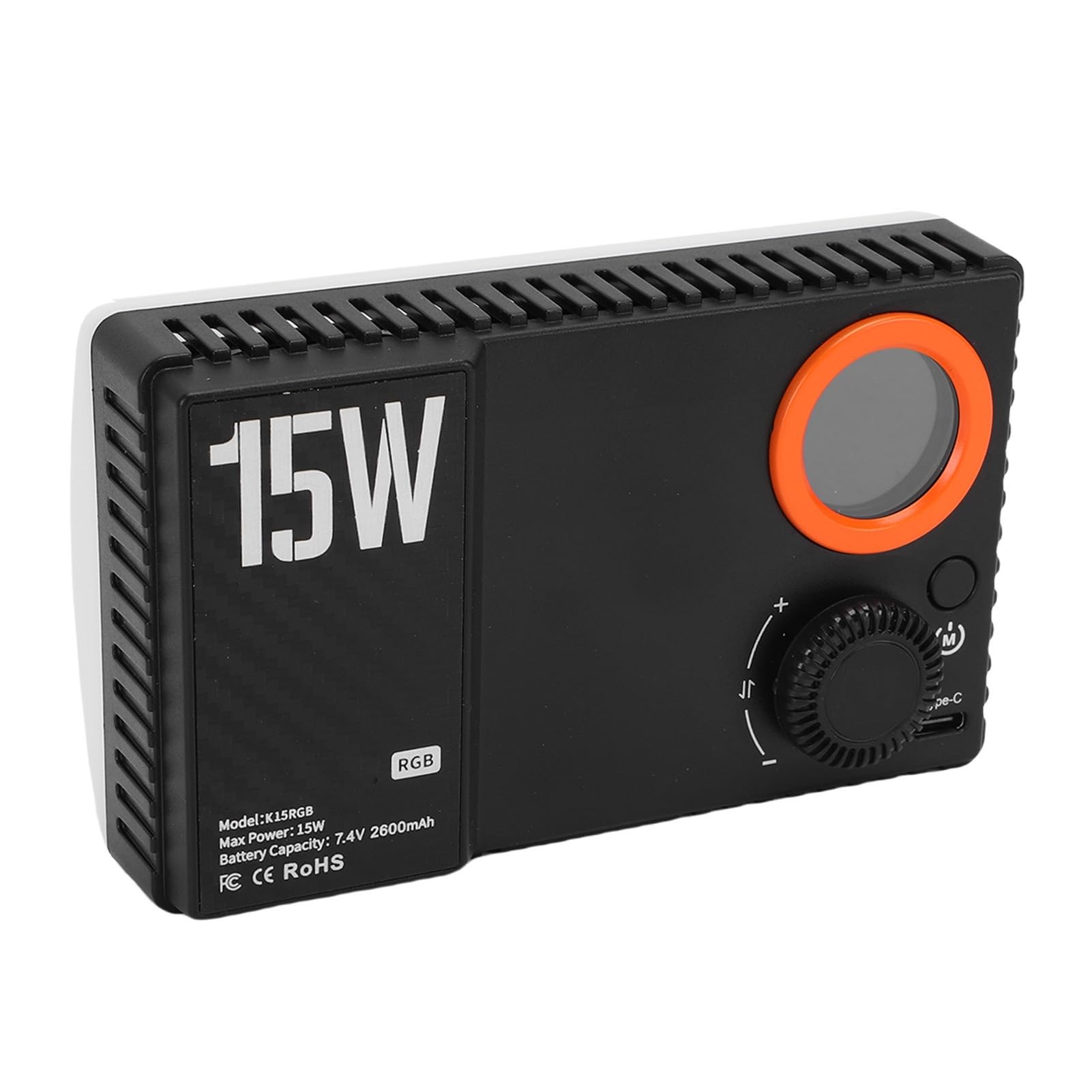 Denash Luz de Video RGB, Luz de Fotografía Portátil, a Todo Color 1800-9000K 20 Efectos de la Escena 2600mAh Recargable para Vlog Video Conference 15W, con Modo RGB
