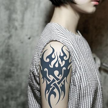 Semi Permanent Temporary Tattoo for Adults, 2 Sheets Arm Trial Flake Totem Large Arm Chest, Waterproof Realistic Fake Stickers, Long Lasting 7-14 Days Body Art