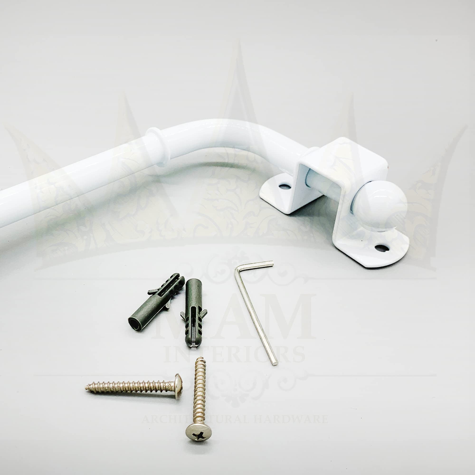 SWINGING DOOR DRAPERY ARM WHITE FINISH EXTENDABLE 55 TO 105CM (21 2/3 TO 41 1/3IN APPROX.)