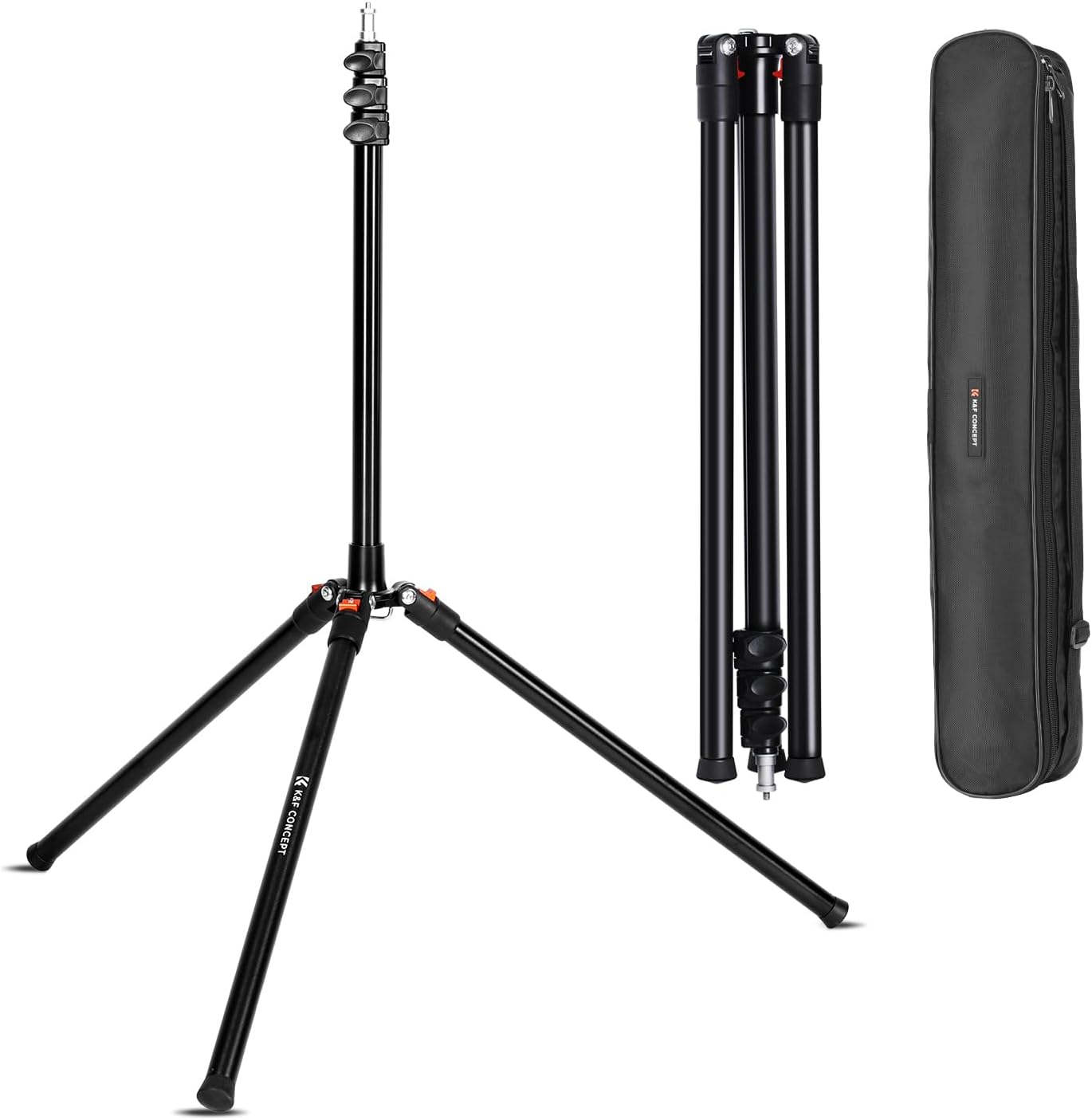 K&F CONCEPT 86.6 inch/2.2m Light Stand with Storage Bag, Aluminium Photography Tripod for Reflectors, Softboxes, Flash, Strobe Lights, Umbrellas, Compact Lightweight Light Tripod
