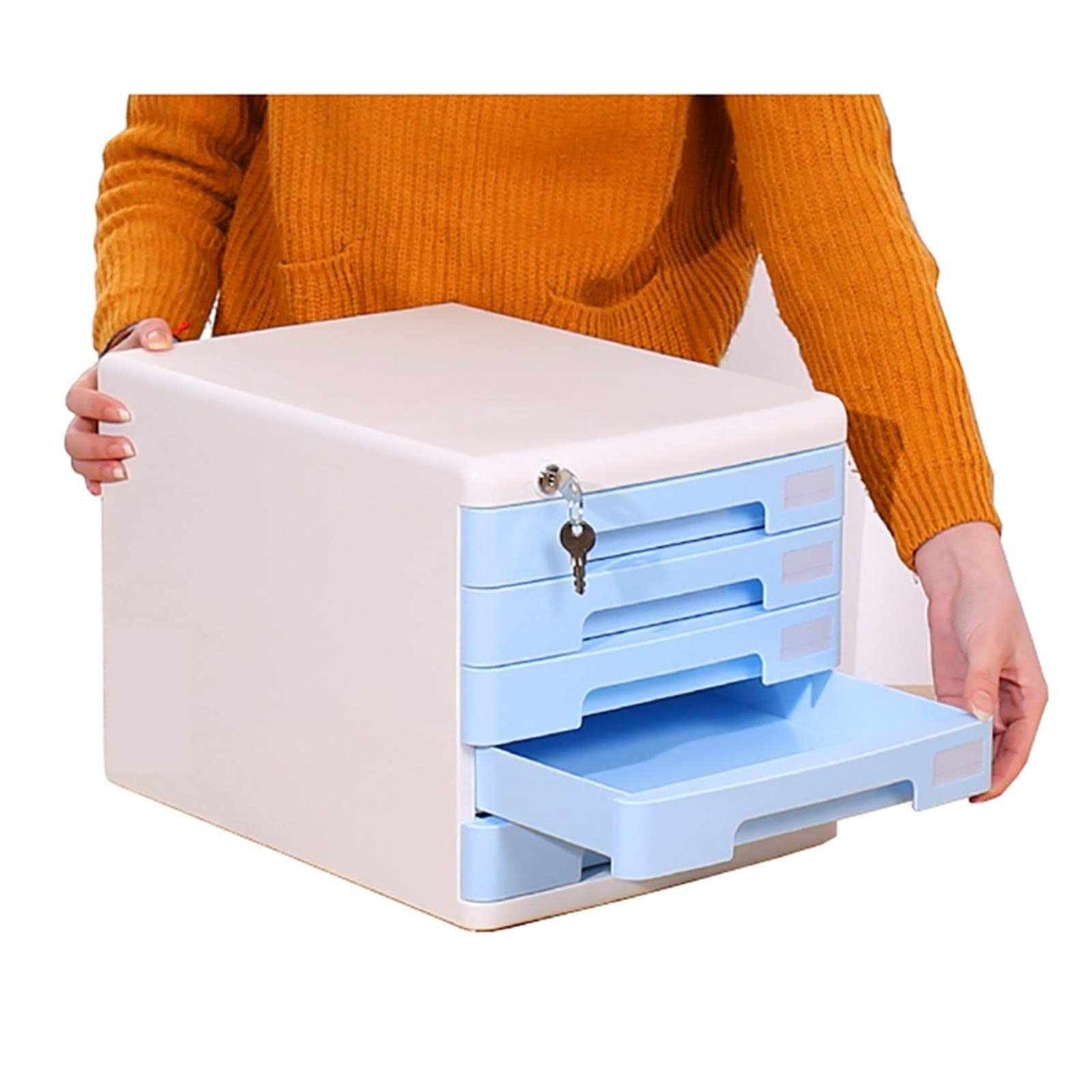 Schedario per Ufficio, schedari Schedario Piatto Archiviazione - Scatola portaoggetti per Organizer da Tavolo - Schedario da Tavolo, Cassettiera da Tavolo, con cassetto con Blocco Password,