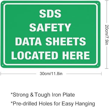 Sds Safety Data Sheets Located Here Sign Warning Sticker-Security Sign Outdoor Sign 12 X 8 Inches
