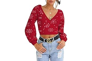 Sexy Deep V-Neck Long Sleeve Knitted Crop Top