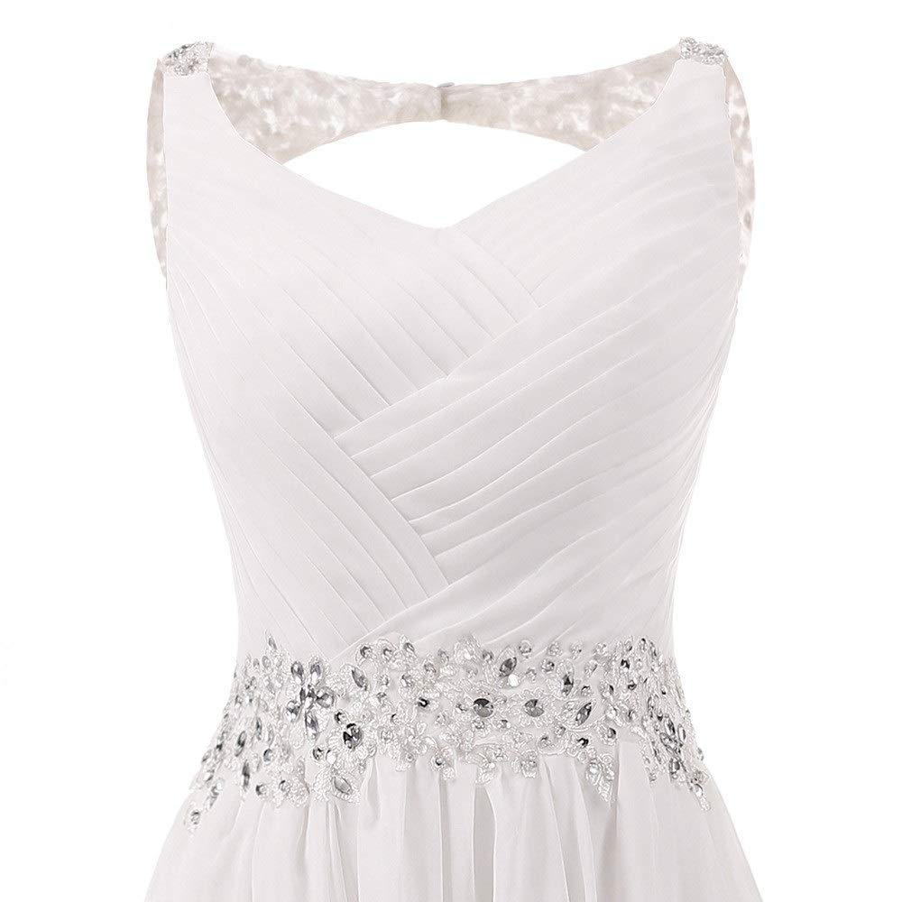 Donne Chiffona Lungo Abito da Sera da Sposa Senza Maniche Open Back Abiti Damigella d'Onore Vintage Lunghezza del Pavimento, Avorio, US6