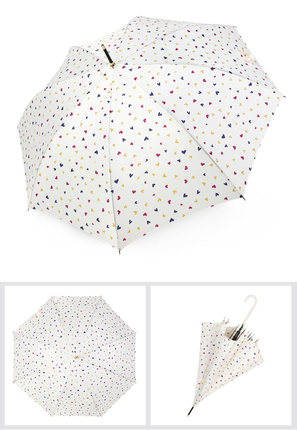 Regenschirm Leichter tragbarer kompakter selbstöffnender vinylbeschichteter Stoff mit langem Griff für Sonnen- und Regenschutz Minimalistisches gestreiftes Design