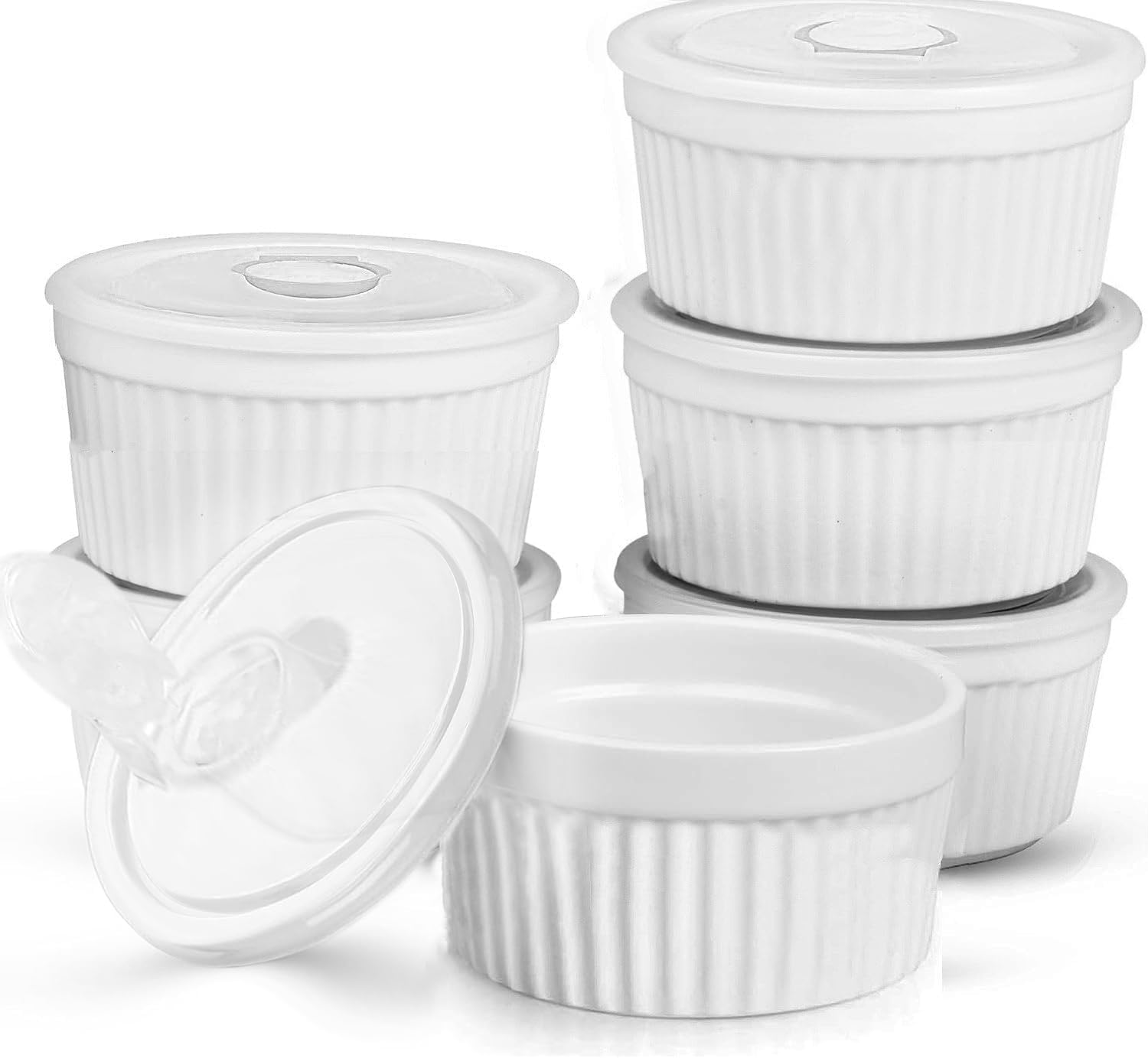 Amazon.com: vancasso 8 oz Ramekins Set of 6, White Porcelain Creme ...