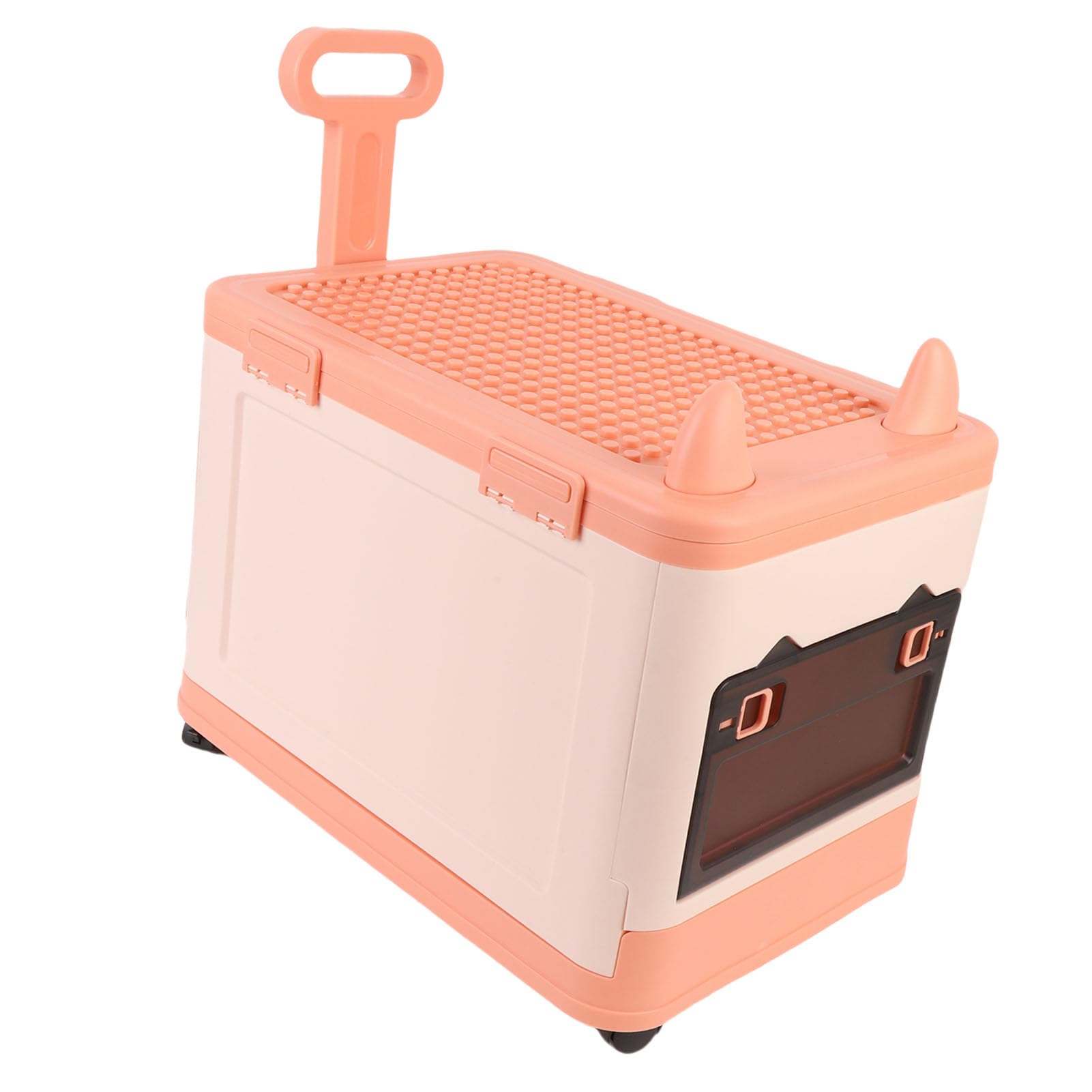Organizador de Almacenamiento de Juguetes Cofre de Plástico Resistente con Ruedas para Organización de Sala de Juegos, para Niños y Niños Pequeños, Aprox.12,2x18,5x19,7", 1 Unidad (naranja