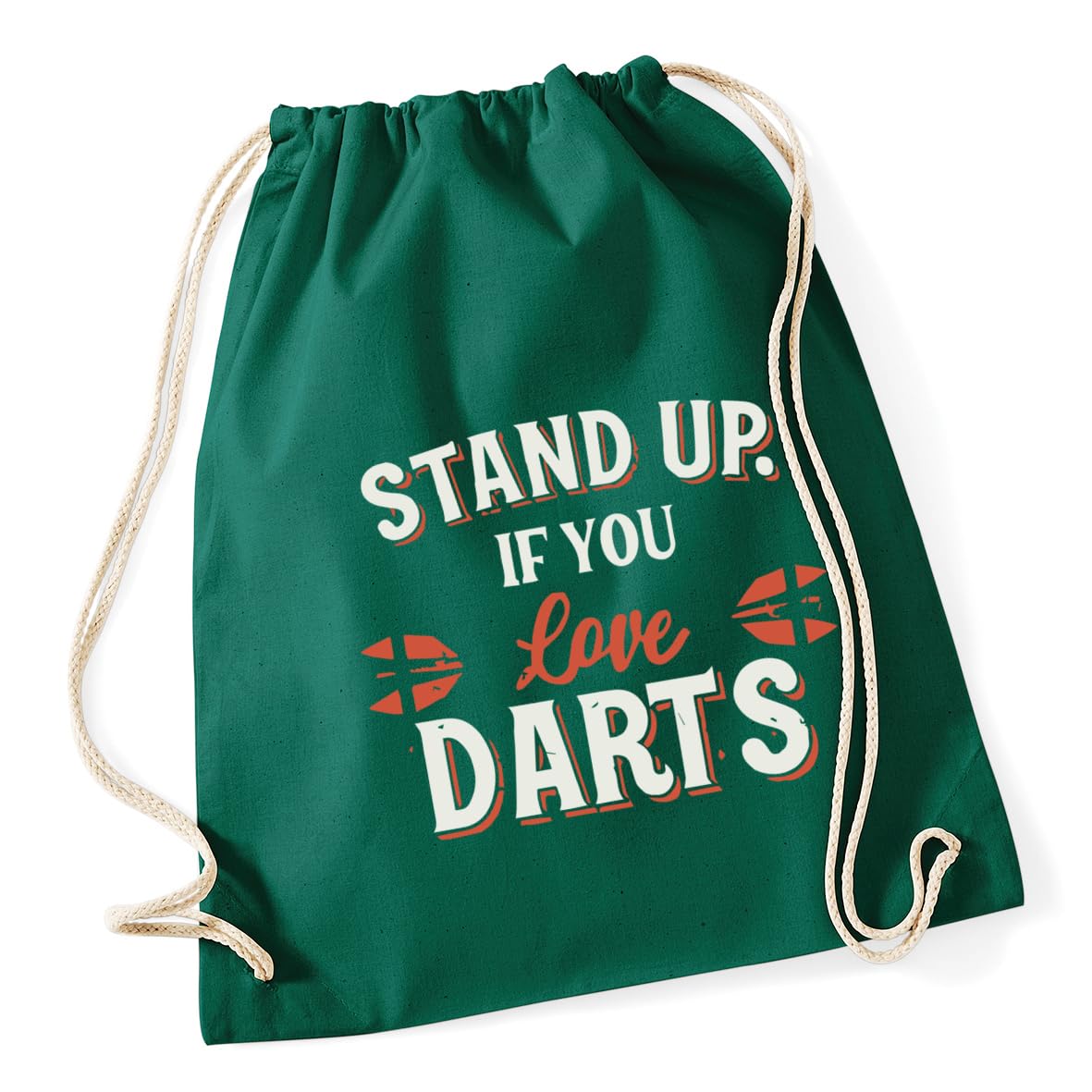 Hippowarehouse Stand Up if you Love Darts Gift For Him Her Daughter Son Dad Mum Drawstring Cotton School Gym Bag 37cm x 46cm, 12 litres
