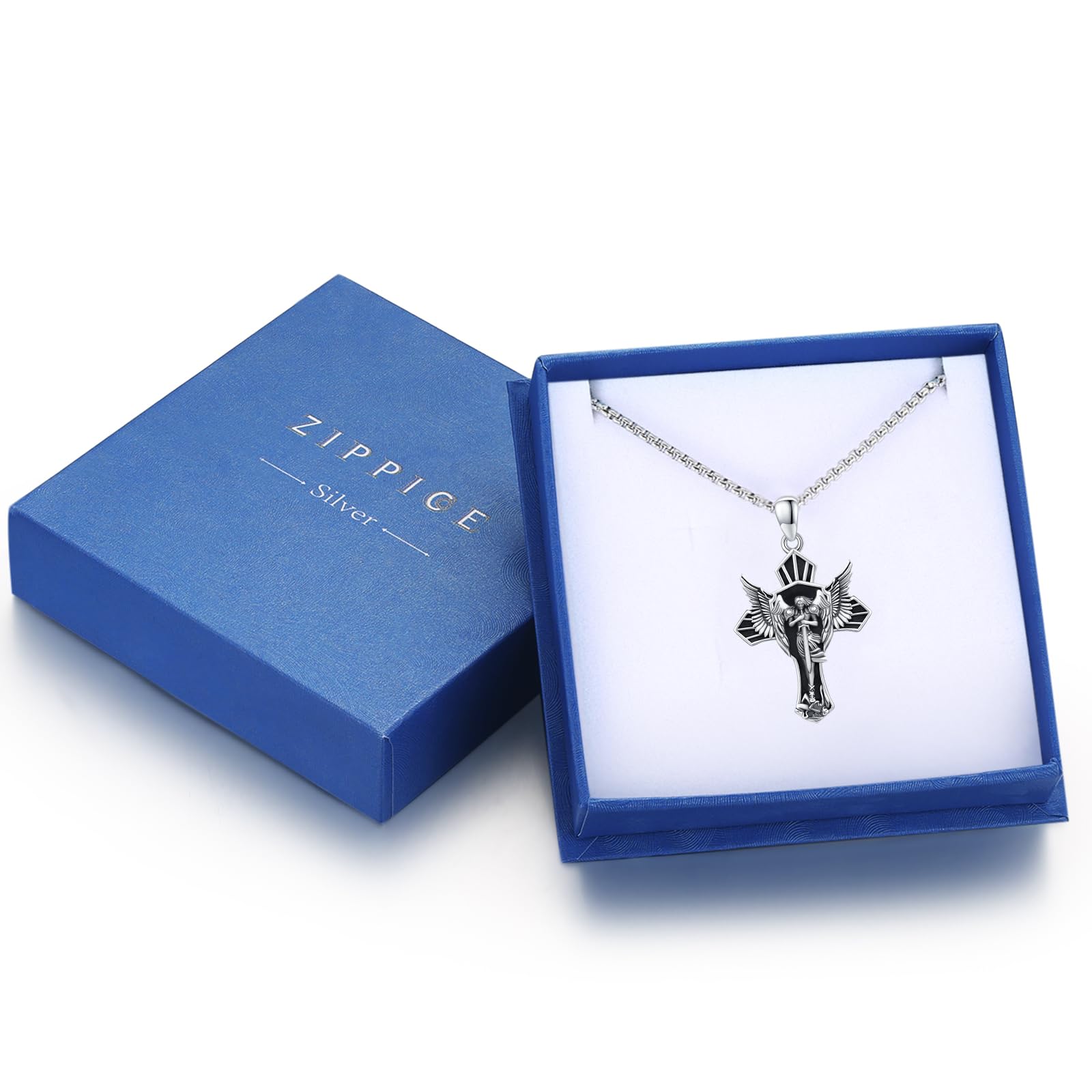 Collana in argento Sterling 925 con ciondolo a forma di santo patrono, amuleto, gioiello per uomo e donna, con catena in acciaio inox, 33mm * 26mm, Argento sterling