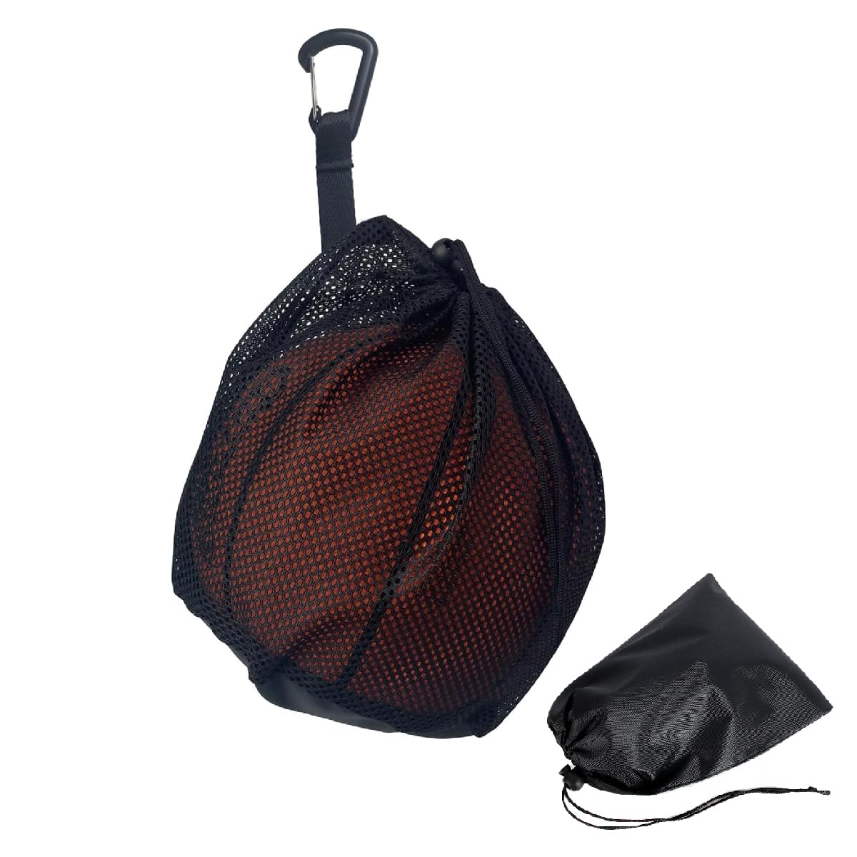 Kayiete Single Ball Bag, Mesh Carry Bag with Zipper Pocket, Drawstring Sling Back Bag for Basketball, Volleyball, Soccer, Football