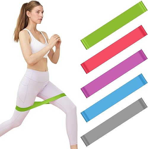 Miniatura 2 de Paquete de 5 bandas de resistencia, bandas de bucle para entrenamiento, bandas de entrenamiento de fitness elásticas para yoga, pilates y fuerza