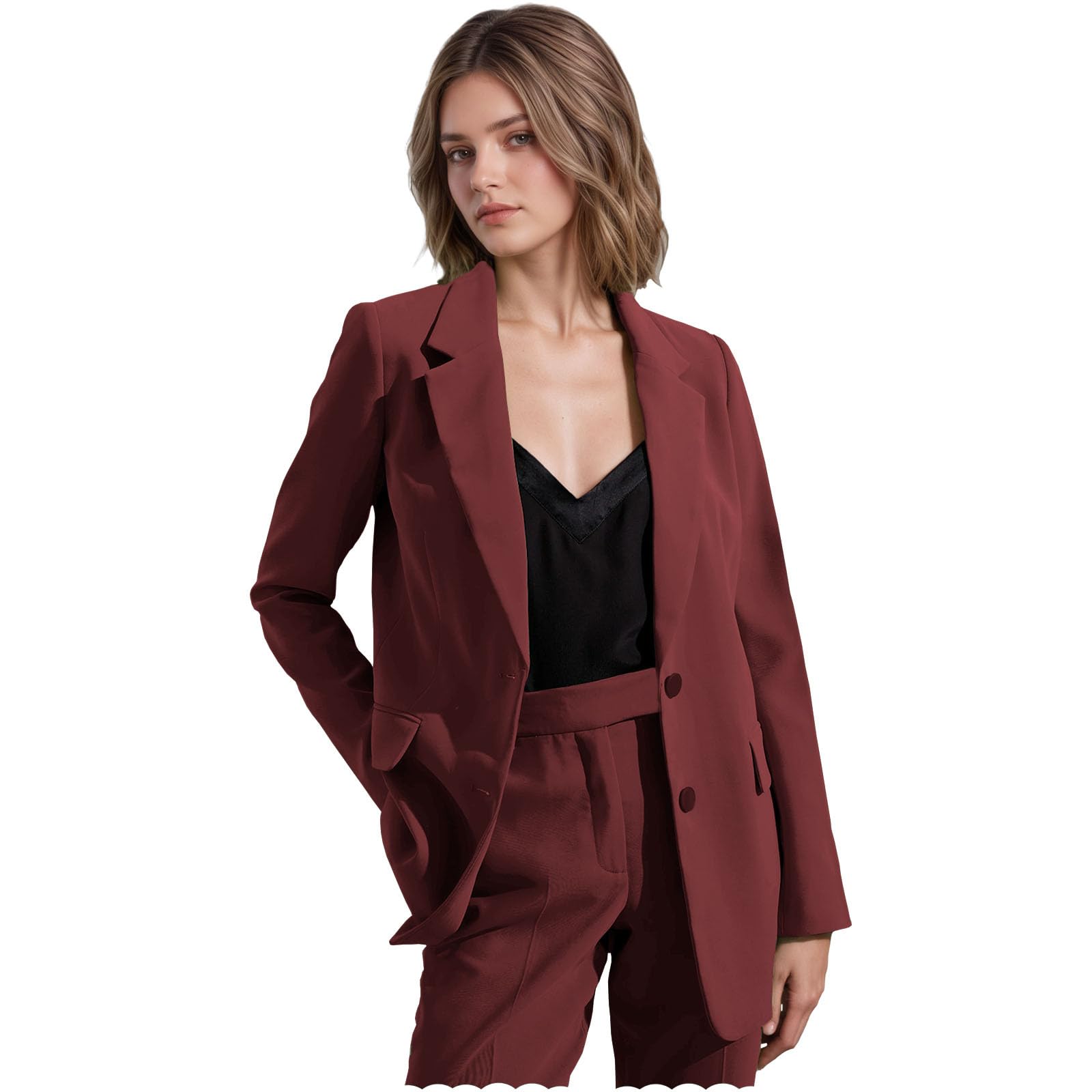Womens 2 Piece Suit Notched Lapel Suits for Women Casual Business Suits Professional Slim Fit Office Pants Suit