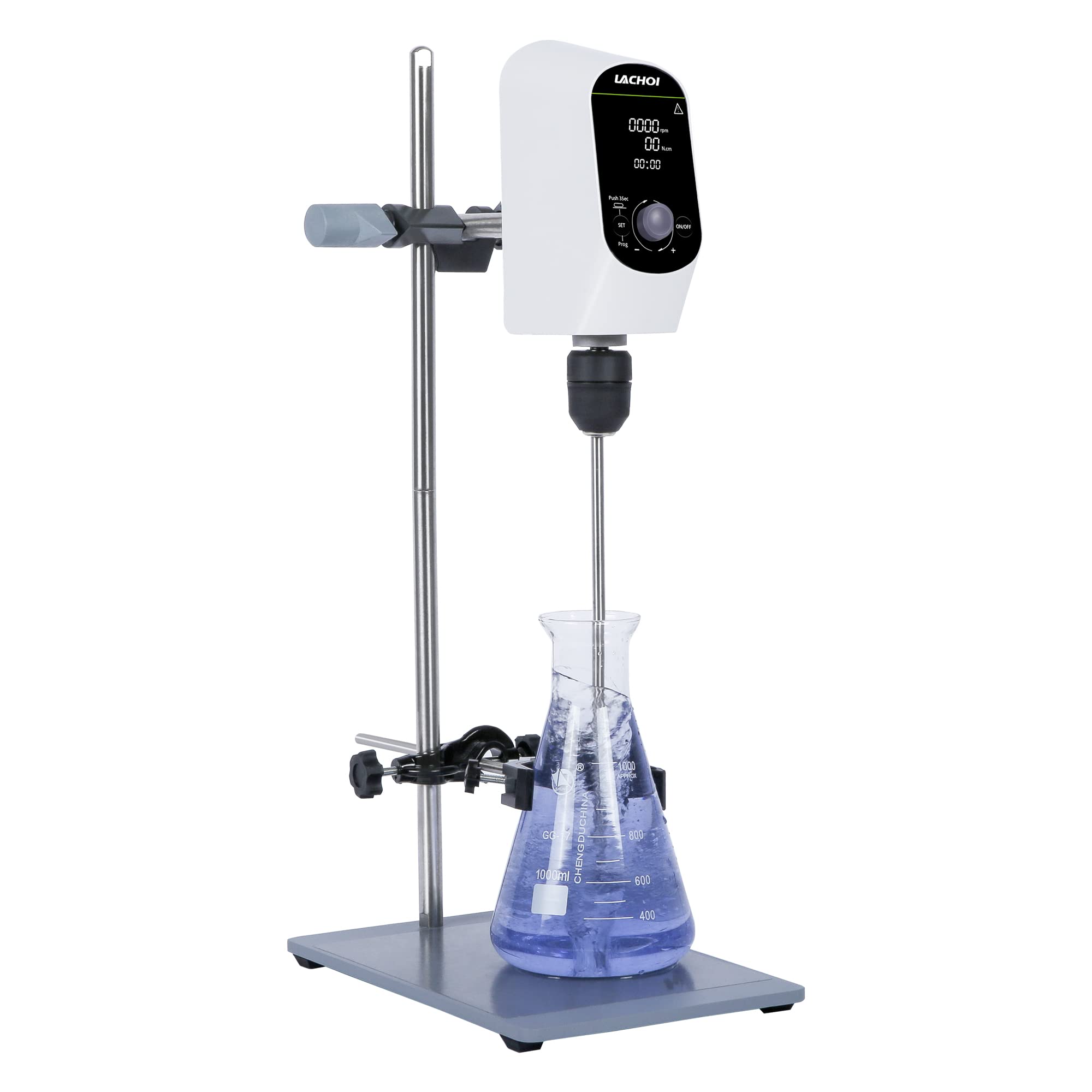 LACHOI Electric Overhead Stirrer Mixer 100-2000RPM Timing Max.40L(H₂O) LCD Display Digital Overhead Stirrer Mixer 20000mPas Powerful Lab Stirrers