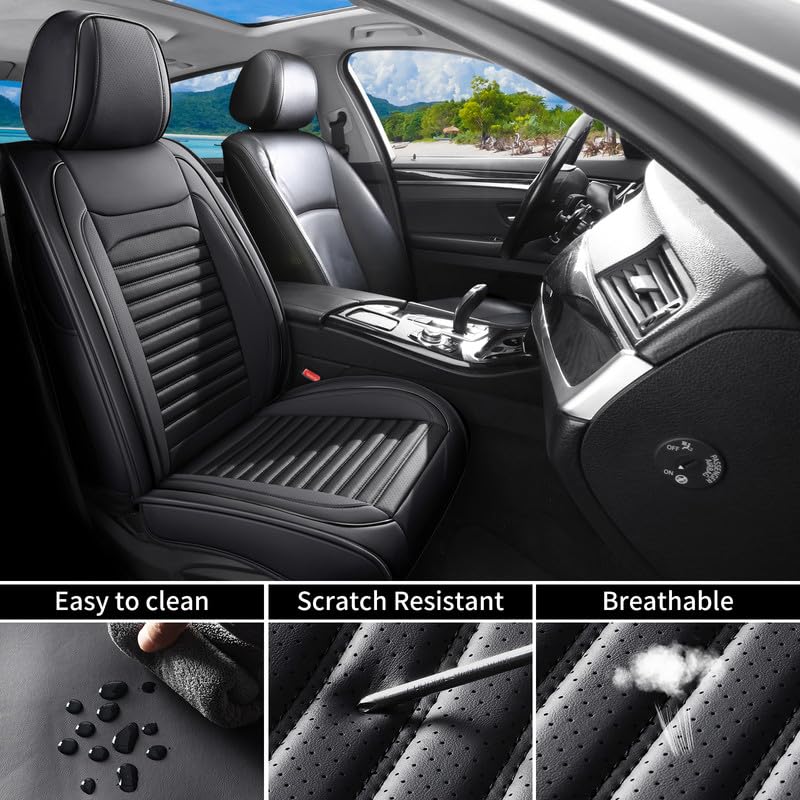 Image of Front Seat Covers Fit for Chevy /Chevrolet Spark 2012-2022, Black