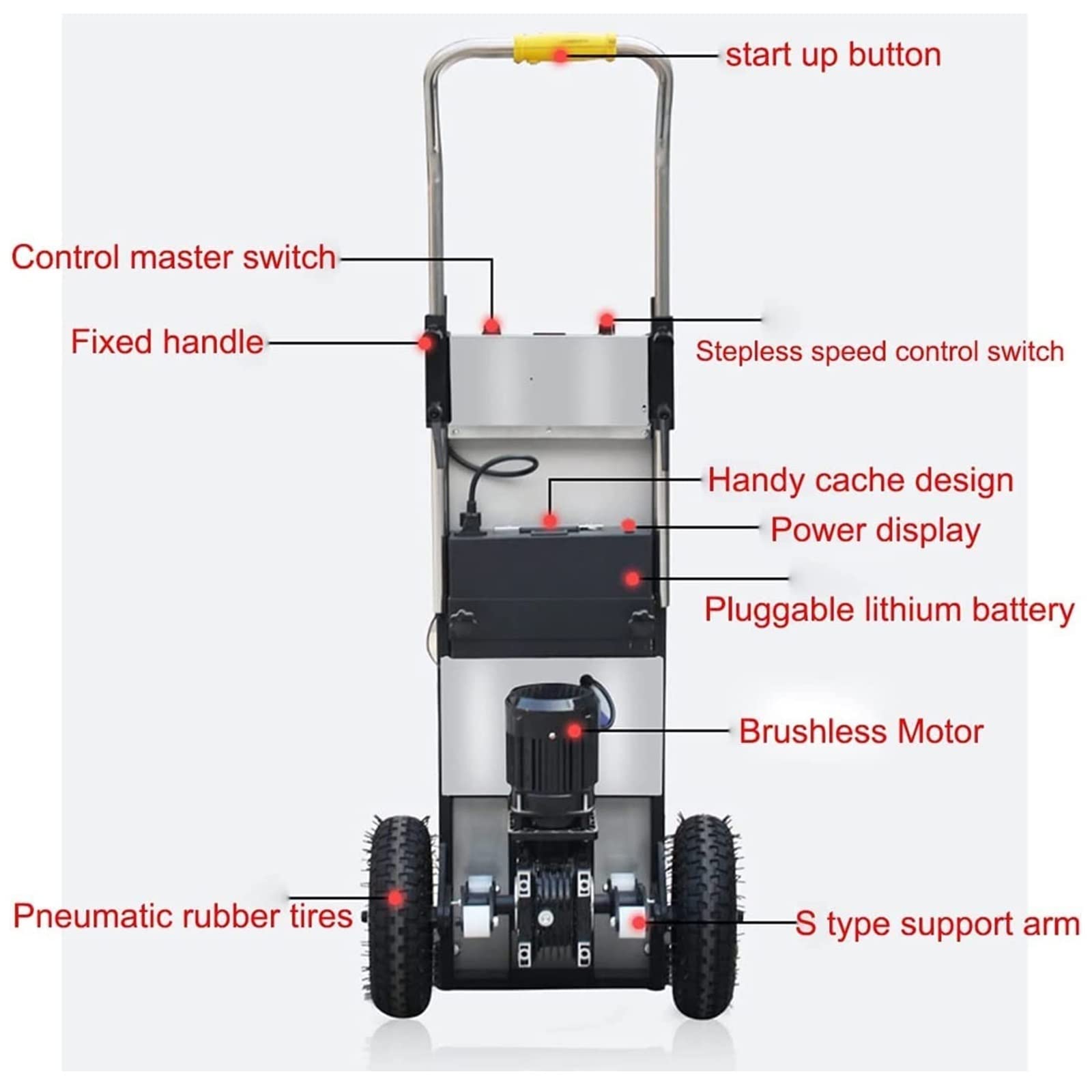 Carrello elettrico per sacchi per impieghi gravosi Carrello a mano salvalavoro, scale e discesa con carico di 200 kg, carrello con batteria rimovibile da 48 V/32 Ah (dimensioni: modello pieg