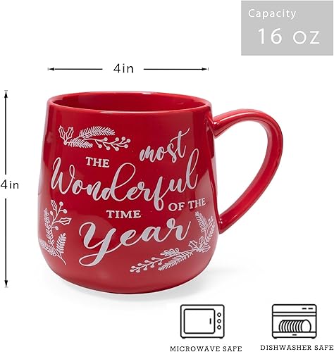 Vista 6 de LEHAHA Ceramic Christmas Coffee Mug set,16 OZ Holiday Mugs Set of 6, Festival Coffee Cups with Warm Greeting sayings, Porcelain Christmas Drinkware