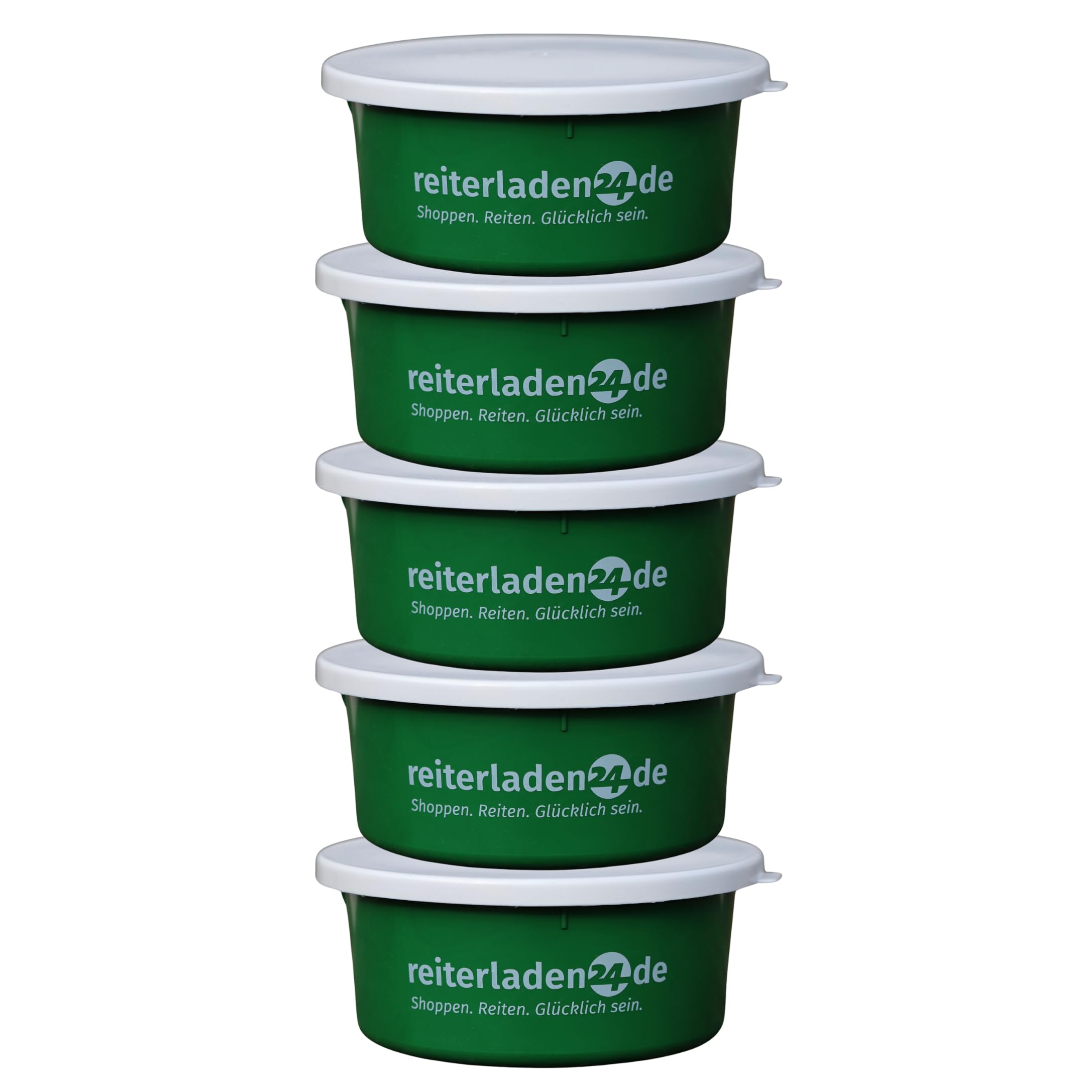 RL24 - Leckerlischale | Müslischale mit Deckel für Pferde | Futterschale zur Aufbewahrung von Leckerli & Pferdefutter | Leckerli-Dose in Minzgrün | 5 Schalen á 5l (5er Set) | Pferdezubehör