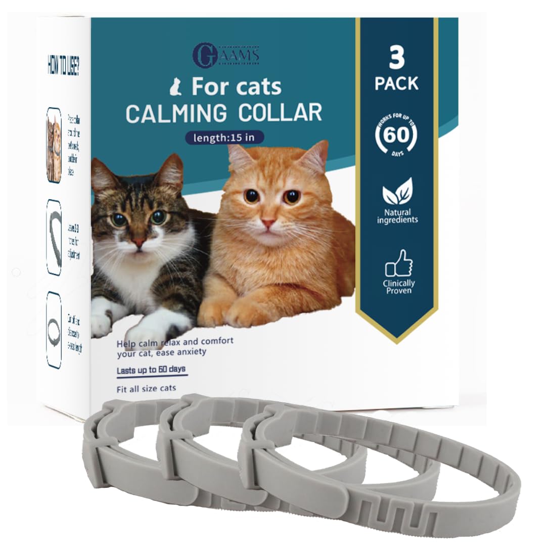 Calming Collar for Cats 3 Pack Anxiety Relief Stress Pheromone Collar for Cats Comfort Cat Calm Collars Lasts 60 Days GAAMS