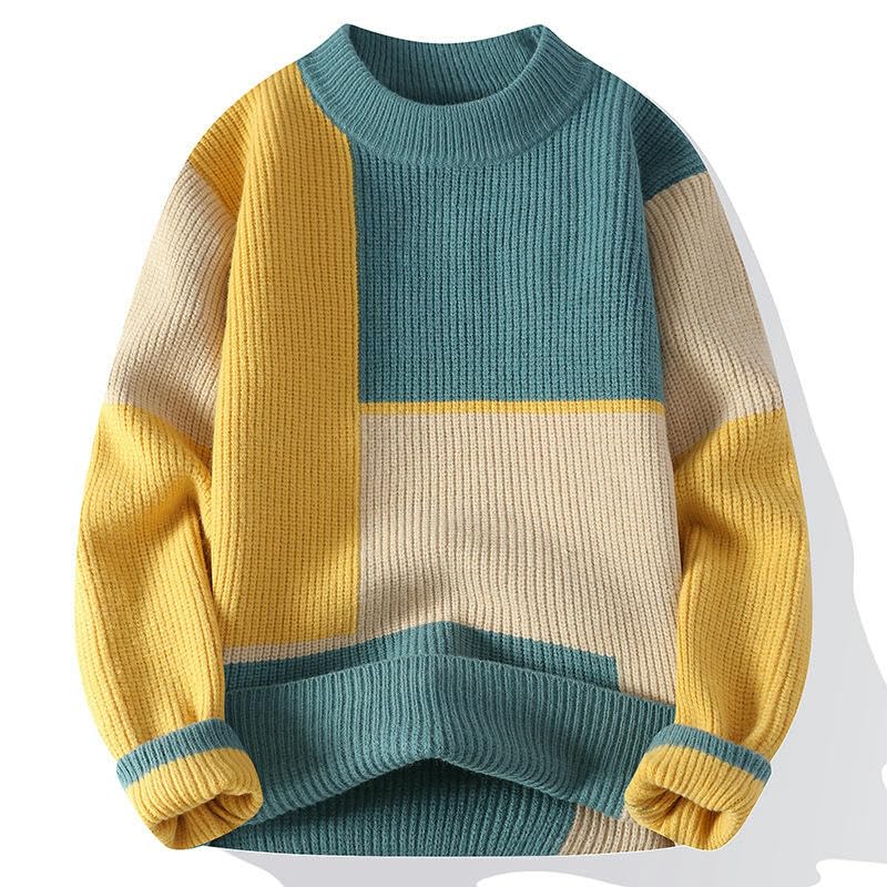 Pull en tricot à col rond pour homme idéal en hiver