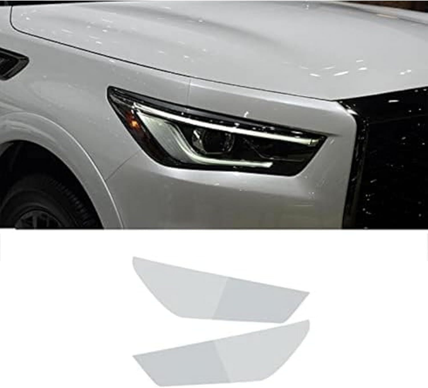SamLng Car Front Light Film for QX80 2018 2019 2020 Car Headlight Protective Film Front Light Transparent Blackened TPU Sticker Car Headlight Protective Film