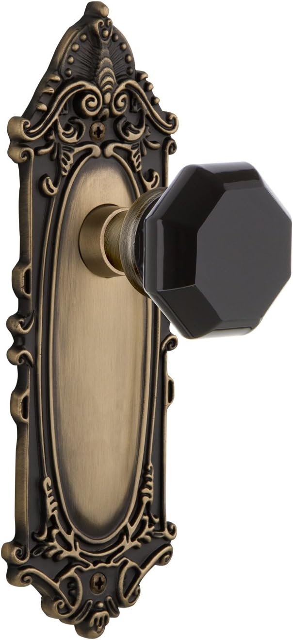 Nostalgic Warehouse 722692 Victorian Plate Single Dummy Waldorf Black Door Knob in Oil-Rubbed Bronze