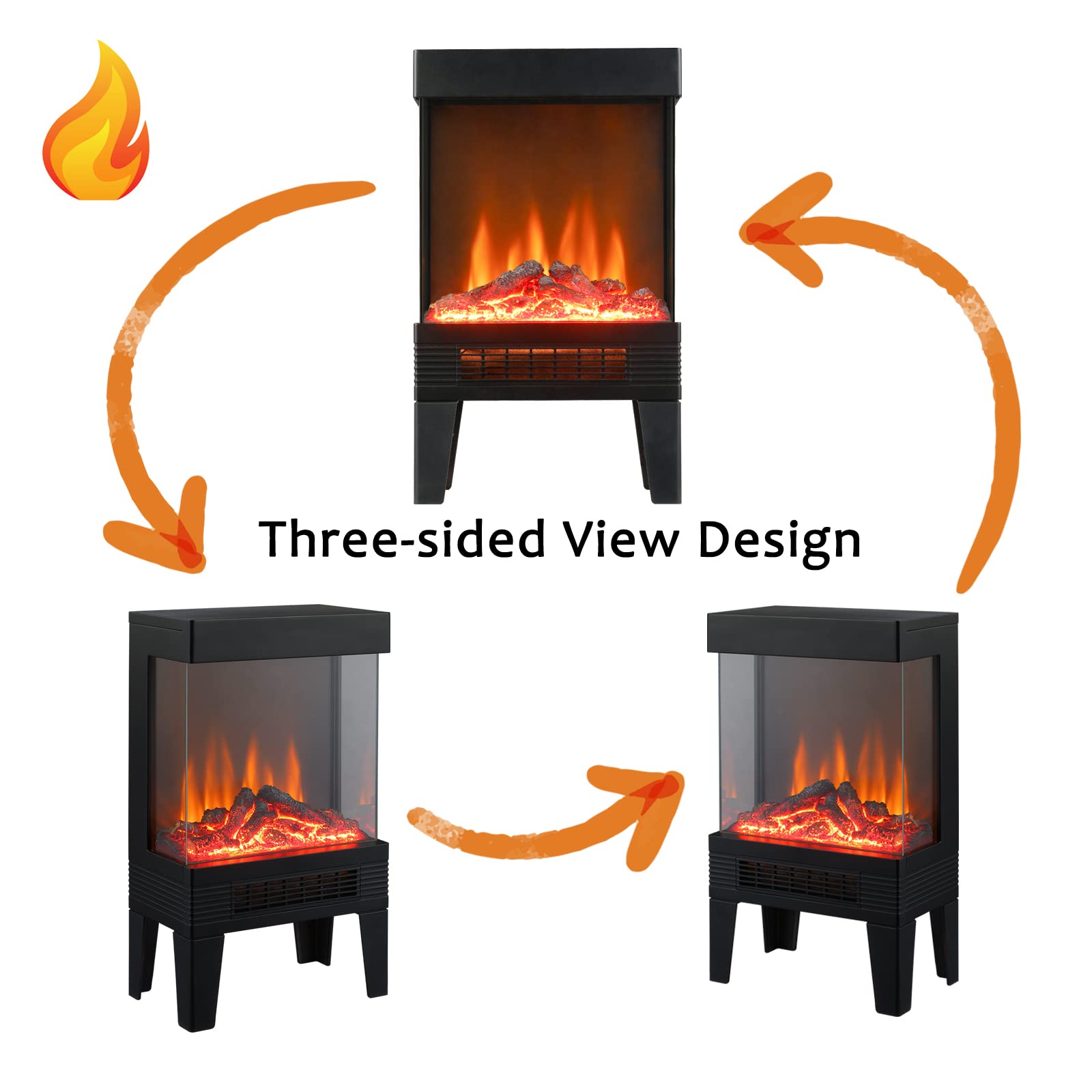 Goaeon 19inch Electric Fireplace Heater, Freestanding Electric